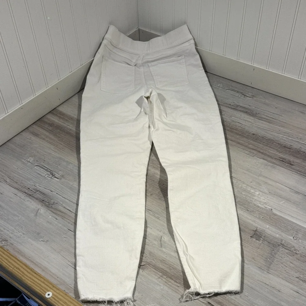 Spanx Jeans Women's Sz‎ M White Skinny High Rise Distressed 20229R 28x27